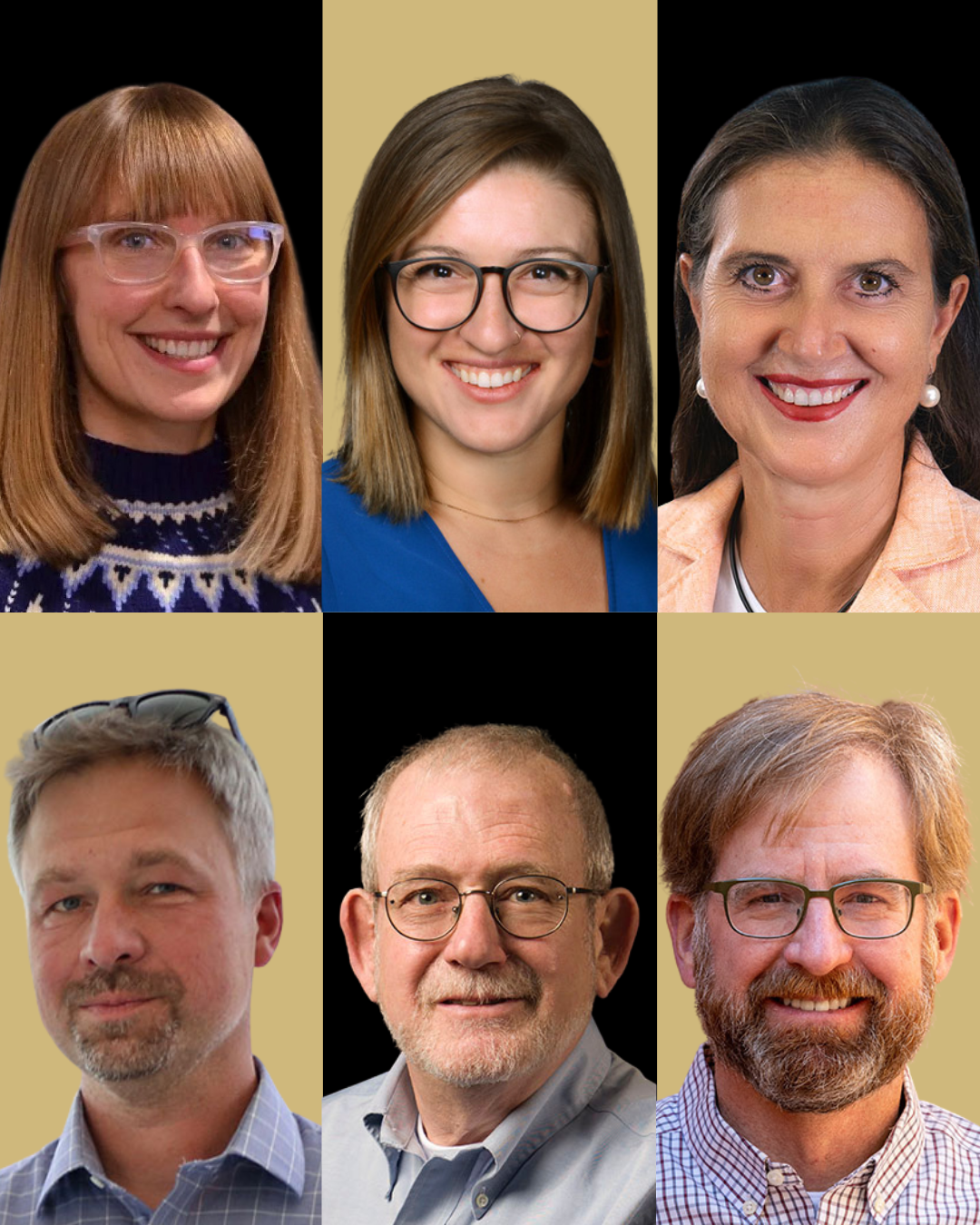 Top Row: Amanda Stevenson (left), Tara Schroeder (middle) and Federiga Bindi (right). Bottom Row: Kacper Gradon (left), Myron Gutmann (middle) and Scott Ortman (right).